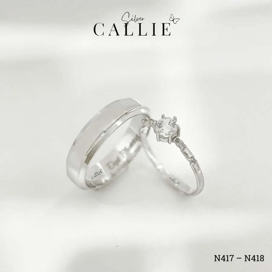 N417 - N418: Nhẫn bạc đôi thiết kế Callie Silver