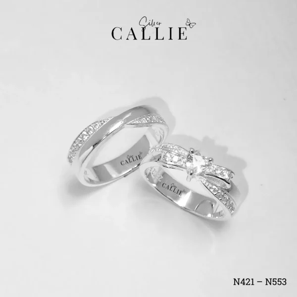 N421 - N553: Nhẫn bạc thiết kế Callie Silver nơ tim đính đá