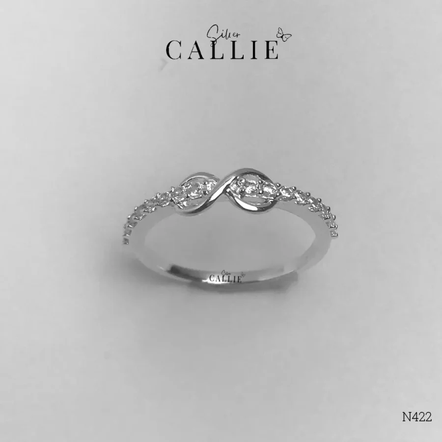 N422 - NHẪN BẠC CALLIE SILVER NƠ ĐÍNH ĐÁ