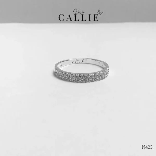 N423 - NHẪN BẠC CALLIE SILVER 2 HÀNG ĐÁ