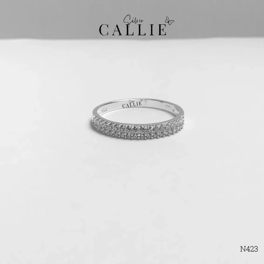 N423 - NHẪN BẠC CALLIE SILVER 2 HÀNG ĐÁ
