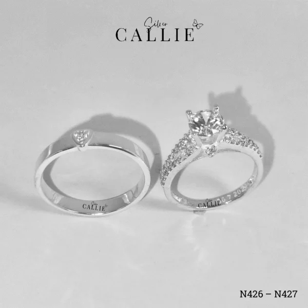 N426 - N427: Nhẫn Bạc Đôi Thiết Kế Callie Silver Trái Tim
