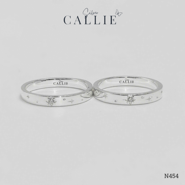 N454 - Nhẫn bạc đôi thiết kế Callie Silver 3mm