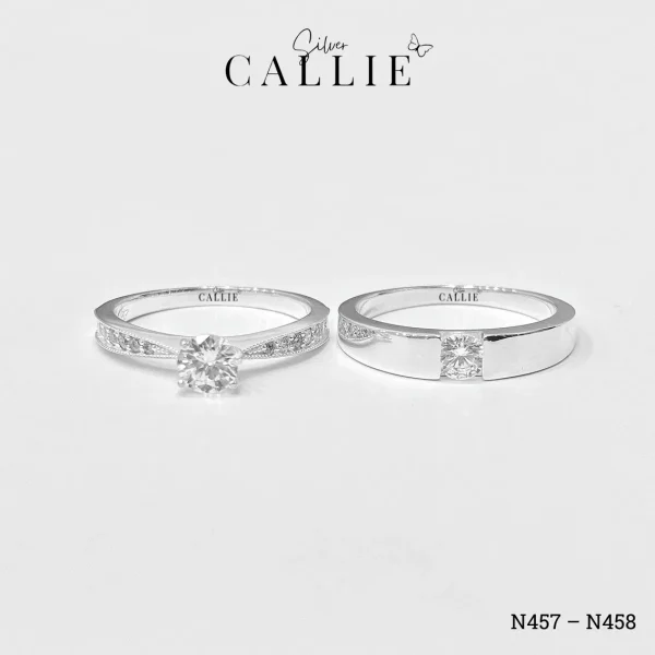 N457 - N458: Nhẫn Bạc Thiết Kế Callie Silver 1 Viên Chủ