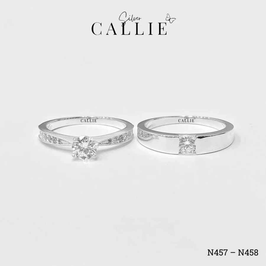 N457 - N458: Nhẫn Bạc Thiết Kế Callie Silver 1 Viên Chủ