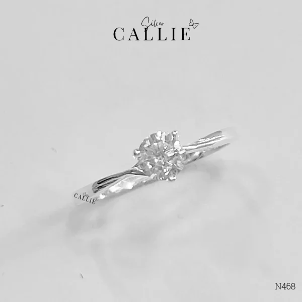 N468 - Nhẫn bạc Callie Silver 1 viên chủ 5li