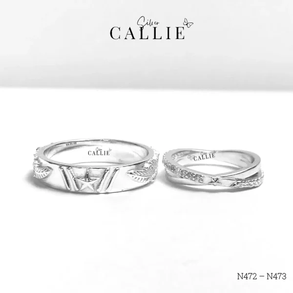 N472 - N473: Nhẫn Bạc Đôi Thiết Kế Callie Silver Quân Đội