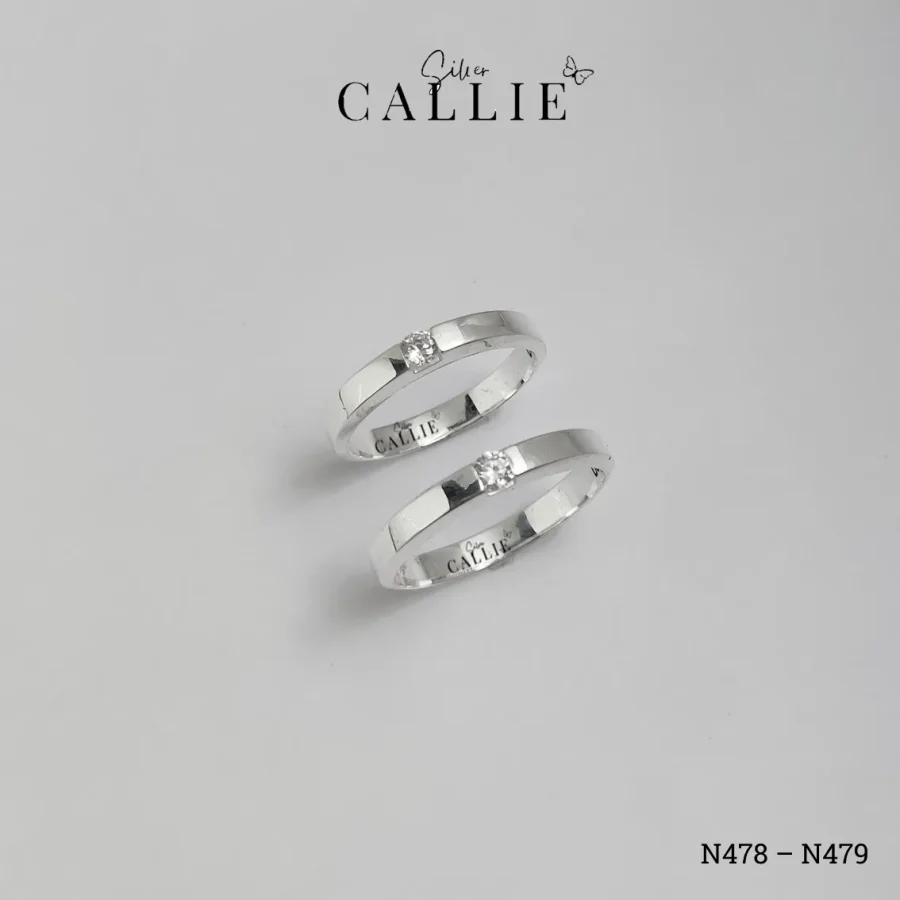 N478 - N479: Nhẫn Bạc Đôi Thiết Kế Callie Silver 1 Viên Chủ