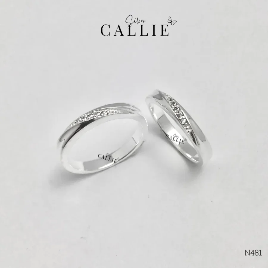 N481 - Nhẫn bạc thiết kế Callie Silver đính đá chéo