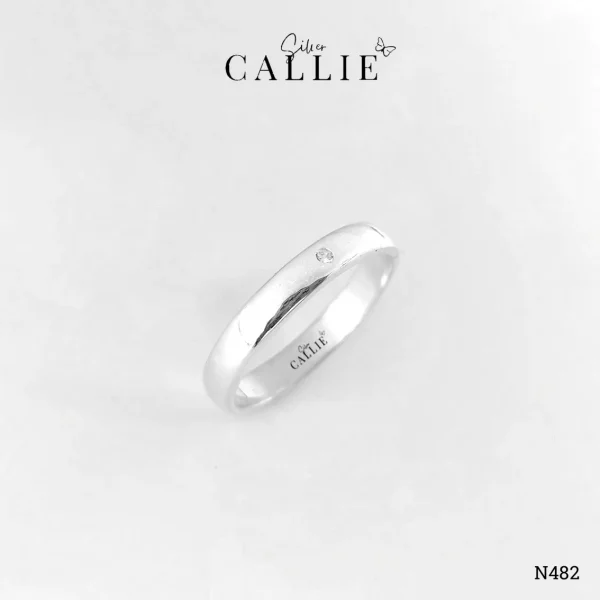 N482 - Nhẫn Bạc Thiết Kế Callie Silver Trơn Đính Đá 2 li