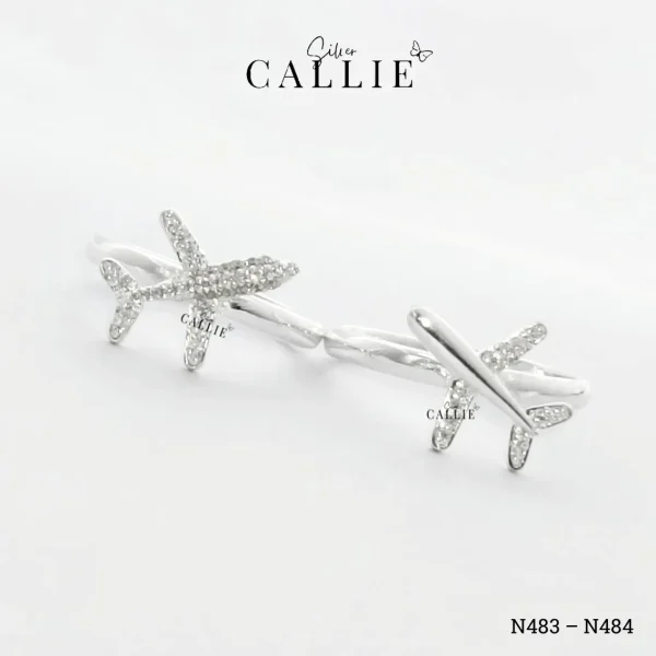 N483 - N484: Nhẫn Bạc Thiết Kế Callie Silver Máy Bay Đính Đá