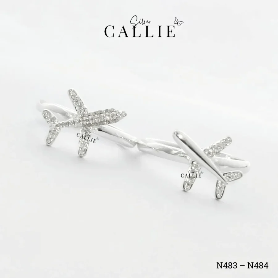 N483 - N484: Nhẫn Bạc Thiết Kế Callie Silver Máy Bay Đính Đá