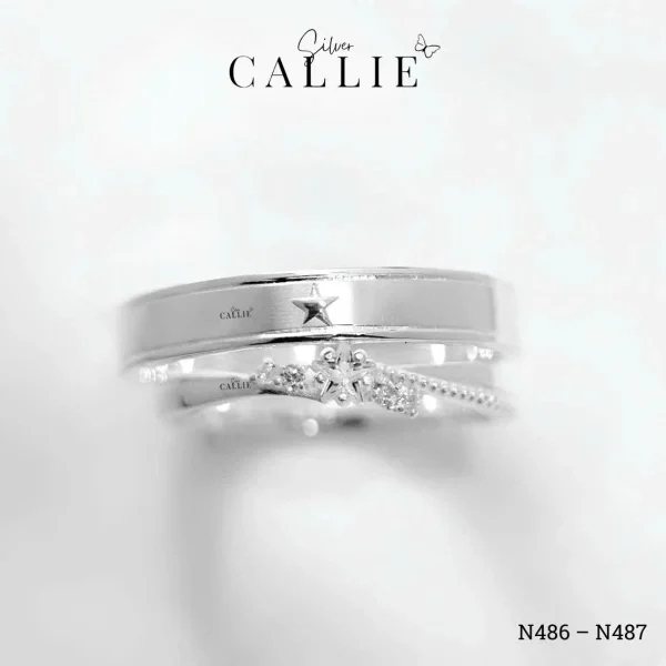 N486 - N487: Nhẫn bạc thiết kế Callie Silver viên chủ ngôi sao