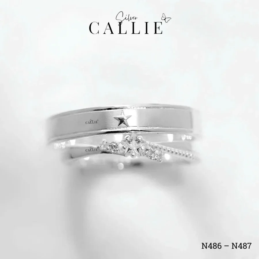 N486 - N487: Nhẫn bạc thiết kế Callie Silver viên chủ ngôi sao