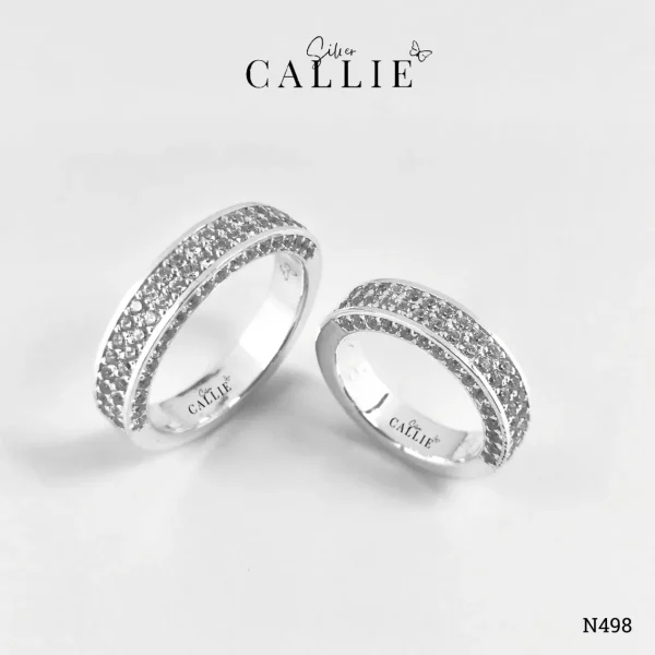N498 - Nhẫn Bạc Thiết Kế Callie Silver Đính Đá 2 Hàng Và 2 Cạnh