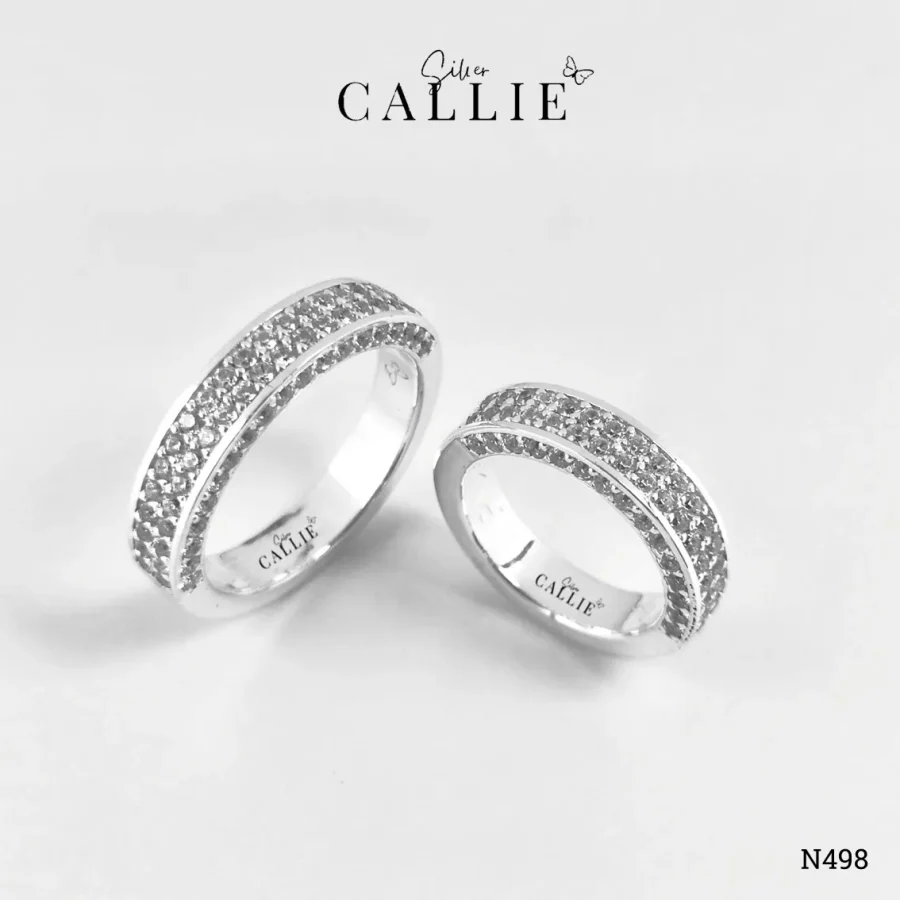 N498 - Nhẫn Bạc Thiết Kế Callie Silver Đính Đá 2 Hàng Và 2 Cạnh