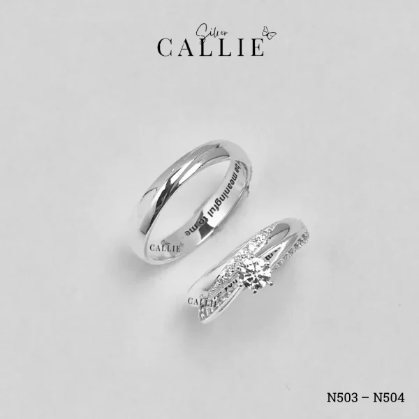 N503 - N504: Nhẫn Bạc Đôi Thiết Kế Callie Silver Xoắn
