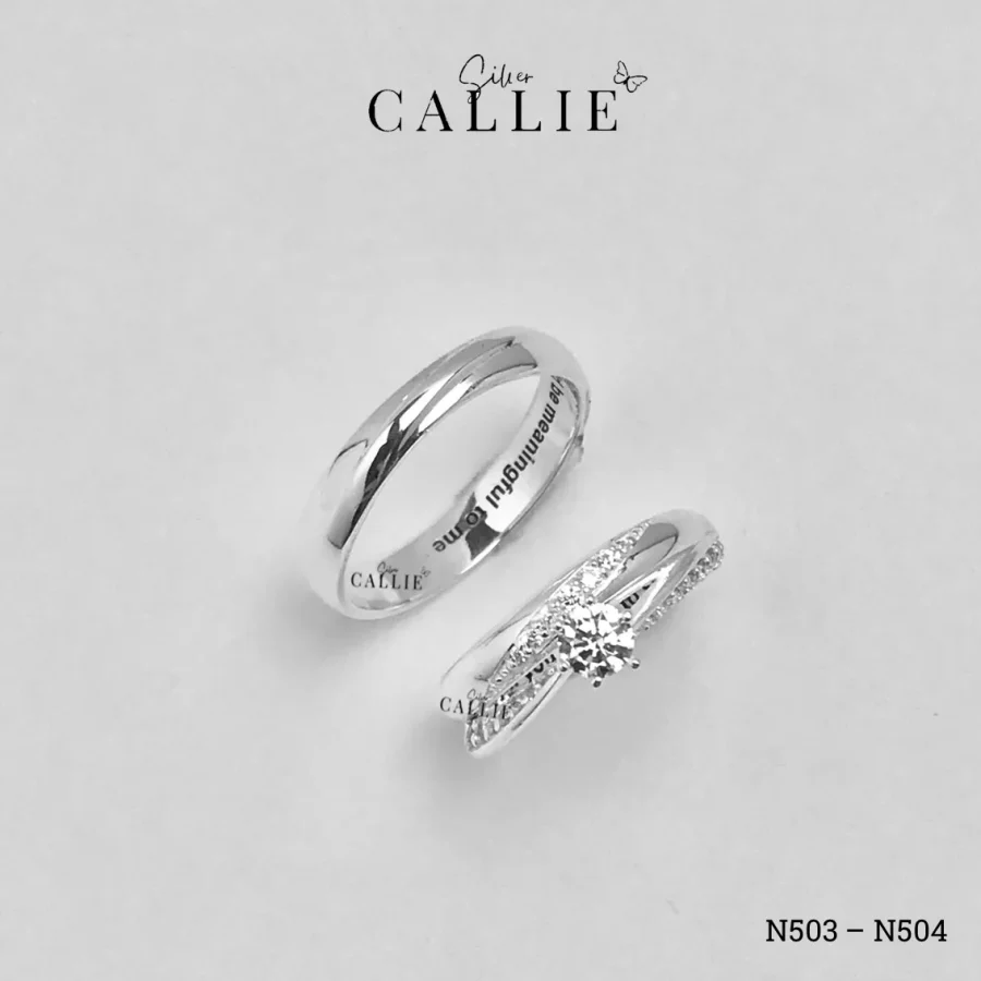 N503 - N504: Nhẫn Bạc Đôi Thiết Kế Callie Silver Xoắn