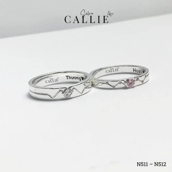 N511 - N512: Nhẫn Bạc Thiết Kế Callie Silver Họa Tiết Ziczac