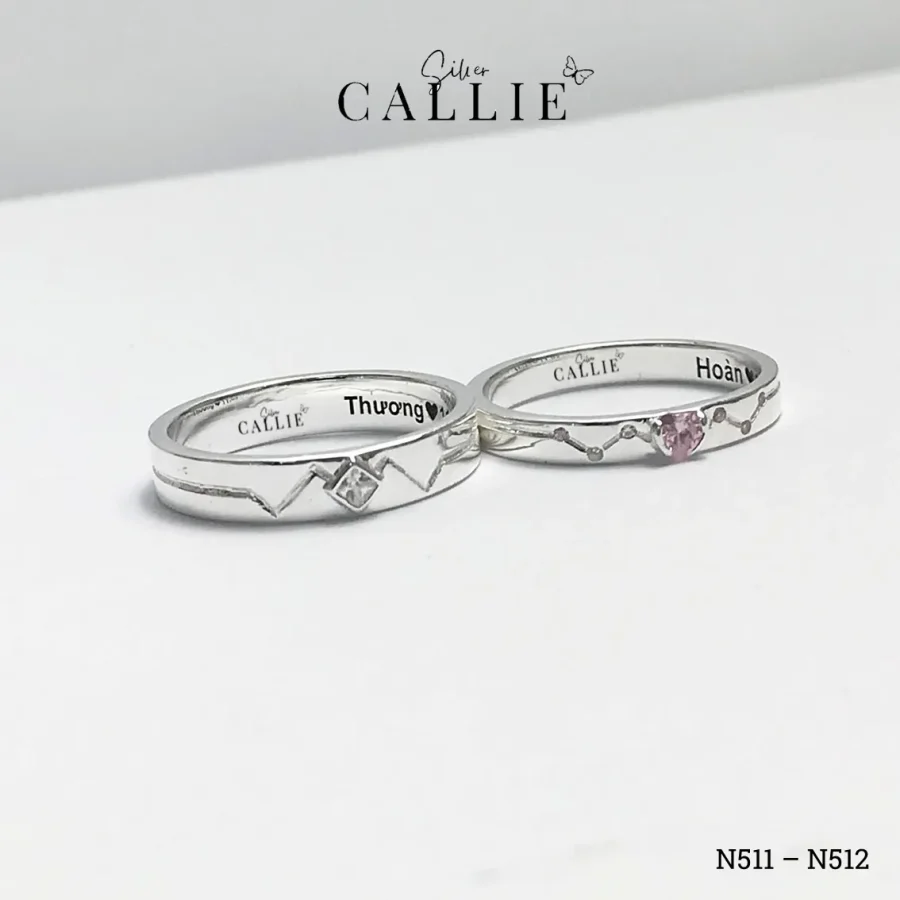 N511 - N512: Nhẫn Bạc Thiết Kế Callie Silver Họa Tiết Ziczac