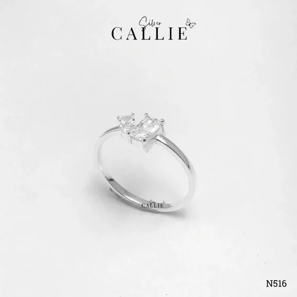 N516 - Nhẫn Bạc Thiết Kế Callie Silver Đá Ghép Trái Tim