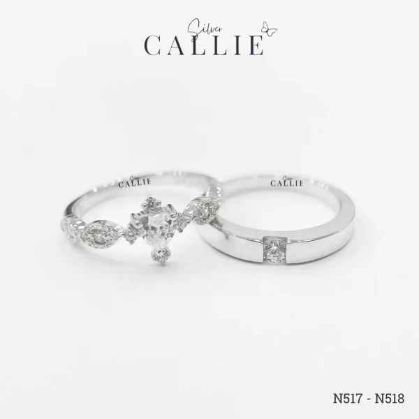 N517 - N518: Nhẫn Bạc Thiết Kế Callie Silver Viên Chủ Trái Tim
