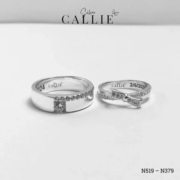 N519 - N379: Nhẫn Bạc Đôi Thiết Kế Callie Silver