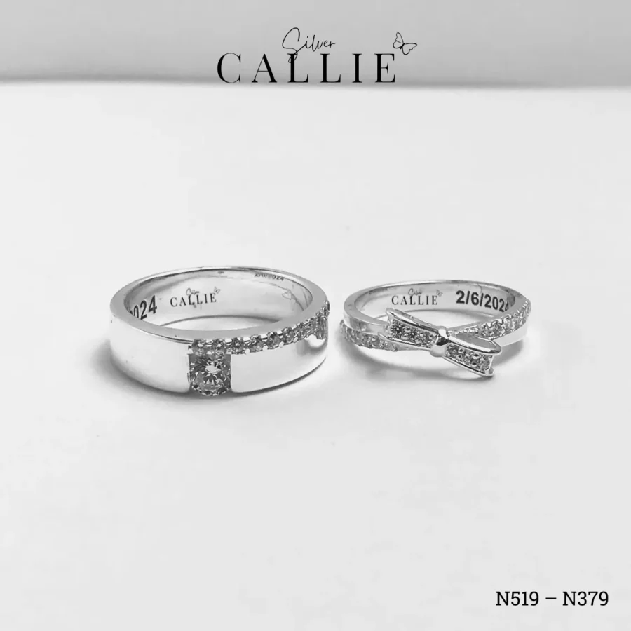 N519 - N379: Nhẫn Bạc Đôi Thiết Kế Callie Silver