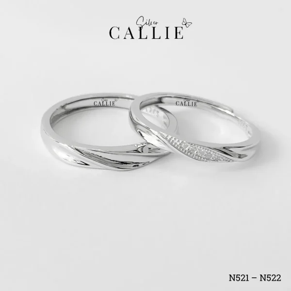 N521 - N522: Nhẫn bạc Callie Silver 1 đường chéo free size