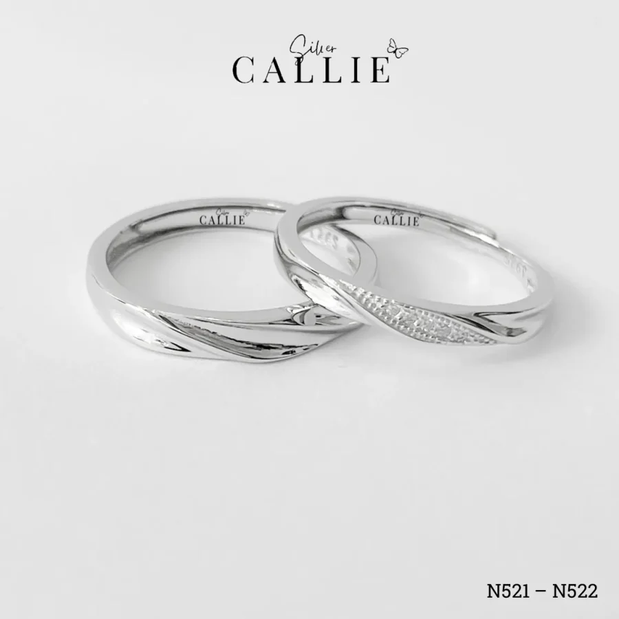 N521 - N522: Nhẫn bạc Callie Silver 1 đường chéo free size