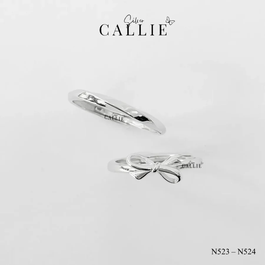 N523 - N524: Nhẫn bạc đôi Callie Silver nơ và xoắn