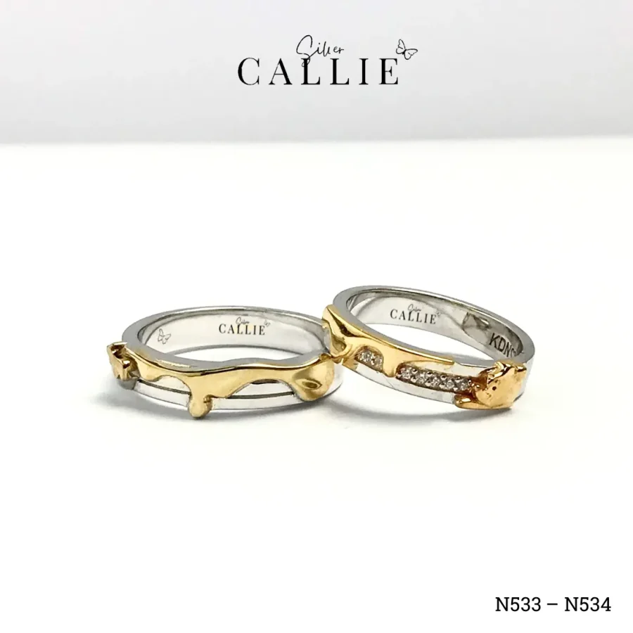 N533 - N534: Nhẫn Bạc Thiết Kế Callie Silver Gấu Pooh Và Mật