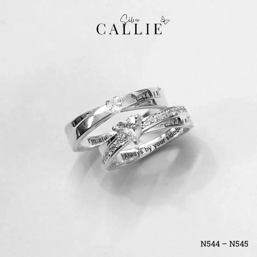 N544 - N545: Nhẫn Bạc Thiết Kế Callie Silver Viên Chủ Trái Tim