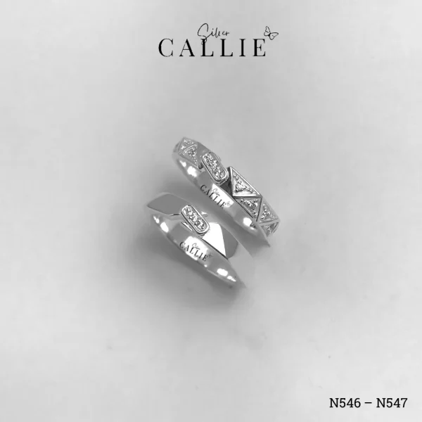 N546 - N547: Nhẫn Bạc Thiết Kế Callie Silver Đa Giác