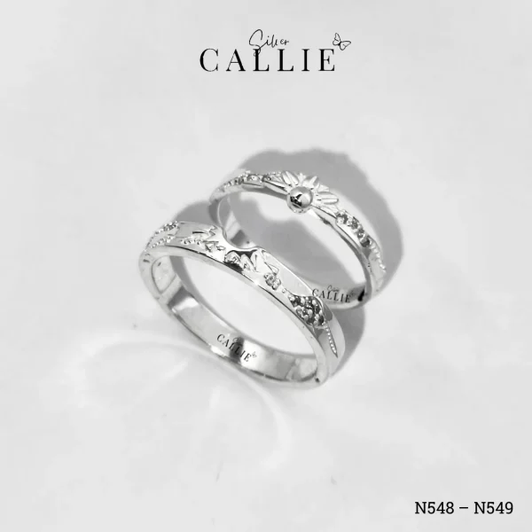 N548 - N549: Nhẫn Bạc Thiết Kế Callie Silver Mặt Trời Và Hoa Cúc
