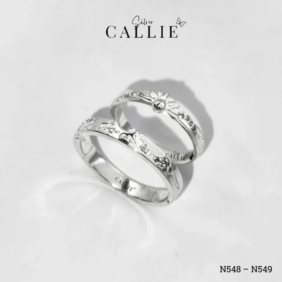 N548 - N549: Nhẫn Bạc Thiết Kế Callie Silver Mặt Trời Và Hoa Cúc
