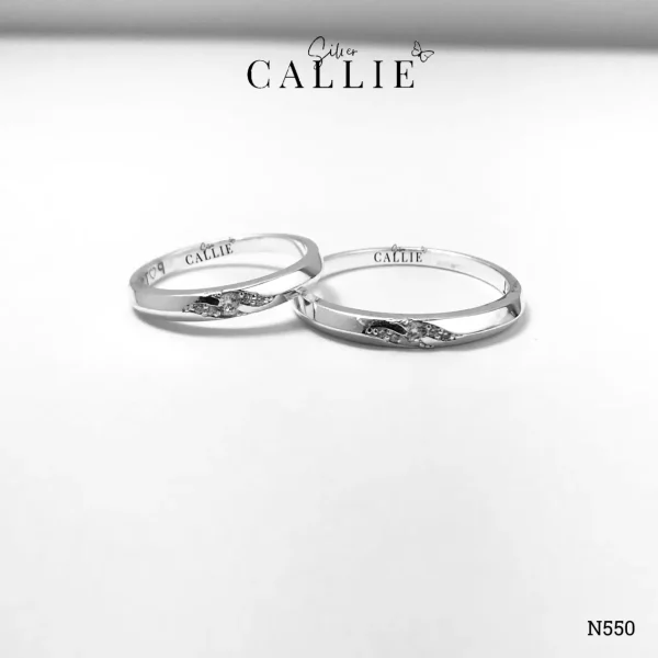 N550 - Nhẫn Bạc Thiết Kế Callie Silver Gợn Sóng Đai 3li