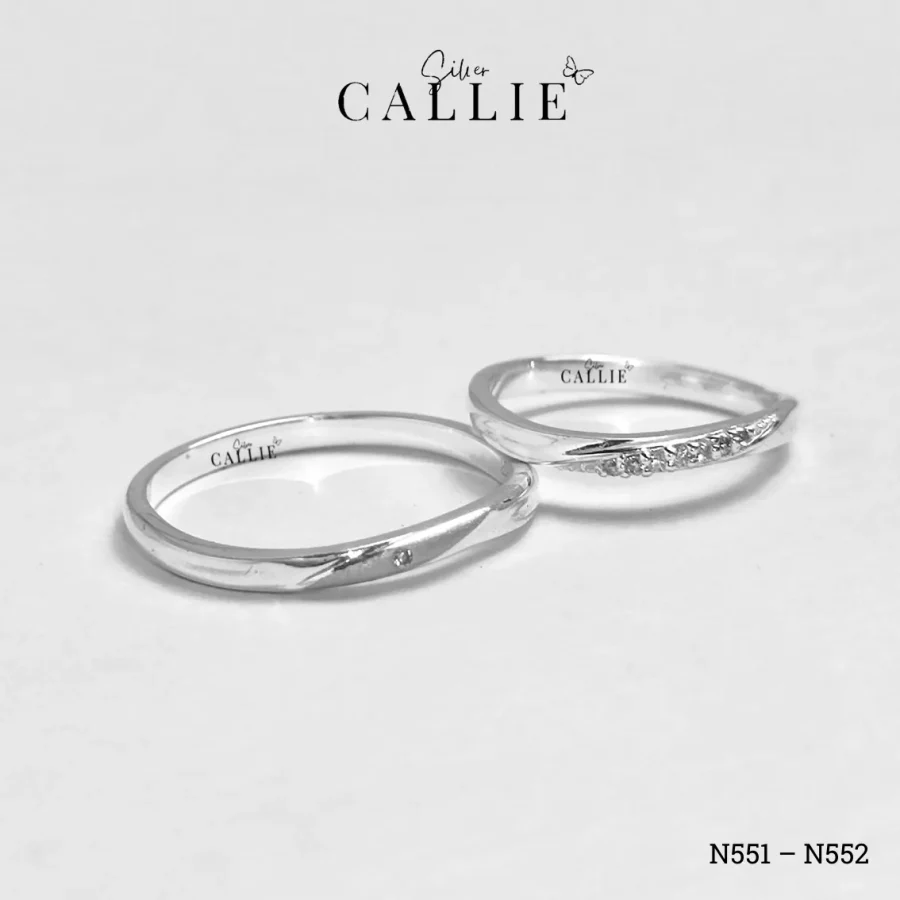 N551 - N552: Nhẫn Bạc Thiết Kế Callie Silver Xoắn Đính Đá