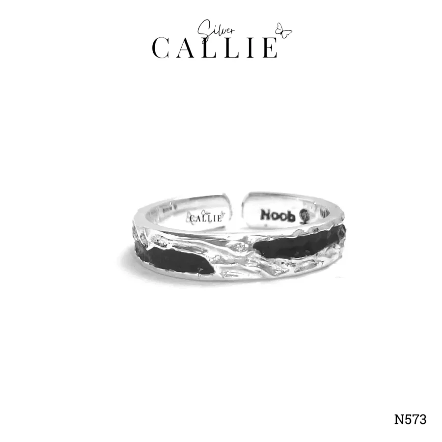 N573 - Nhẫn Bạc Thiết Kế Callie Silver Vân Gồ Ghề