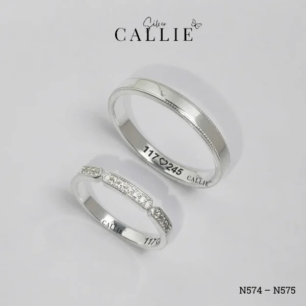 N574 - N575: Nhẫn Bạc Đôi Thiết Kế Callie Silver