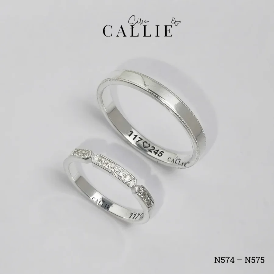 N574 - N575: Nhẫn Bạc Đôi Thiết Kế Callie Silver