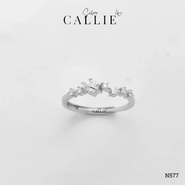 N577 - Nhẫn bạc đôi Callie Silver hành tinh ngôi sao free size