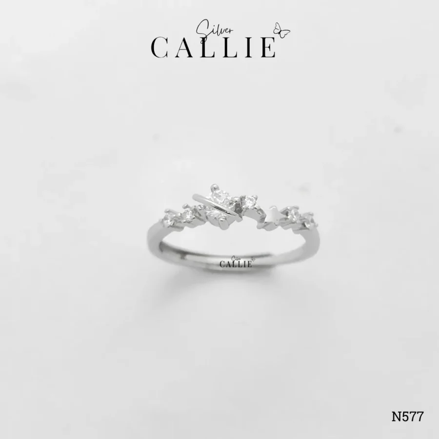 N577 - Nhẫn bạc đôi Callie Silver hành tinh ngôi sao free size