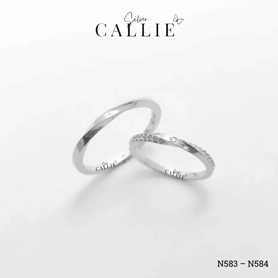 N583 - N584: Nhẫn bạc đôi thiết kế Callie Silver Đai Xoắn