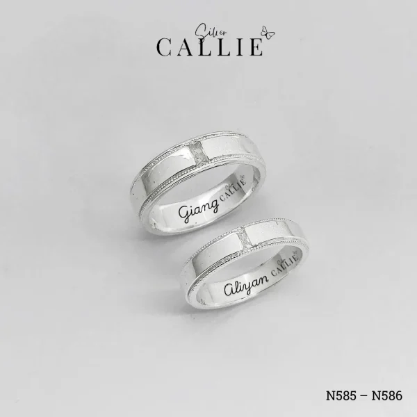 N585 - N586: Nhẫn Bạc Thiết Kế Callie Silver Đá Chữ Nhật