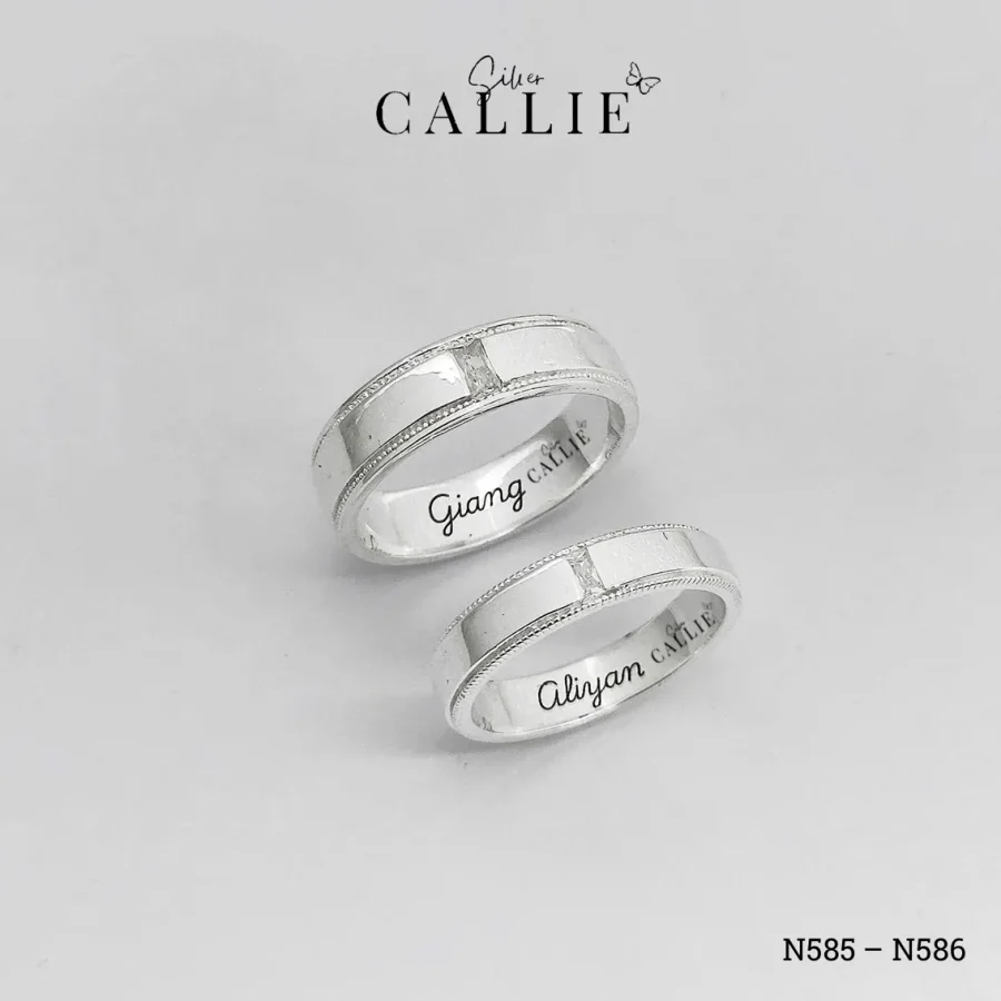 N585 - N586: Nhẫn Bạc Thiết Kế Callie Silver Đá Chữ Nhật