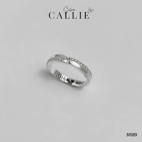 N589 - Nhẫn Bạc Thiết Kế Callie Silver Đính Đá Nửa Đai Nhẫn