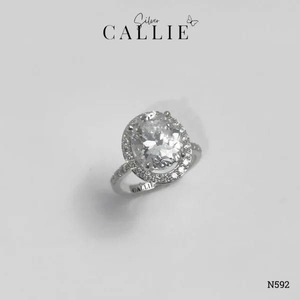 N592 - Nhẫn Bạc Thiết Kế Callie Silver Viên Chủ Oval