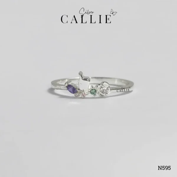 N595 - Nhẫn Bạc Thiết Kế Callie Silver Đá Màu