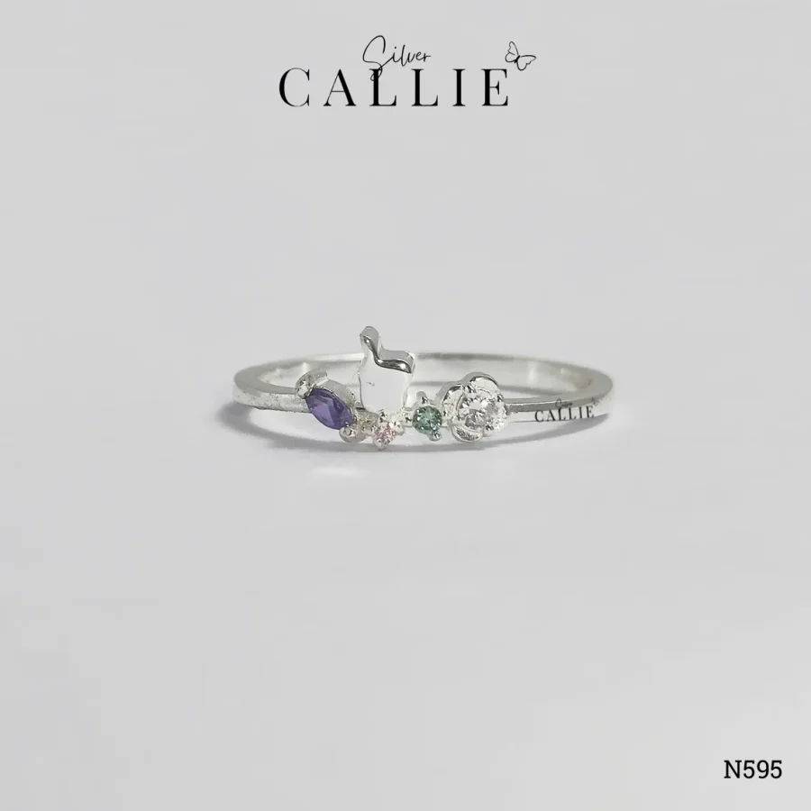 N595 - Nhẫn Bạc Thiết Kế Callie Silver Đá Màu